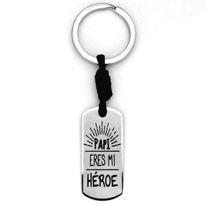 Llavero PapƔ Acero Inoxidable Grabado Texto Gratis Reverso DiseƱo- (Hero)
