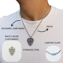 Cargar imagen en el visor de la galería, Collar con púa Hipnosis grabado texto gratis (Cuadrado)
