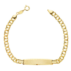 PULSERA NIÑA/O DE ORO 18K - TEXTO GRATIS - ESCLAVA HUNGARA HUECA. 17 CM. 2.40 GRS. CHAPA: 30 X 6 MM.(REF:12307000728)