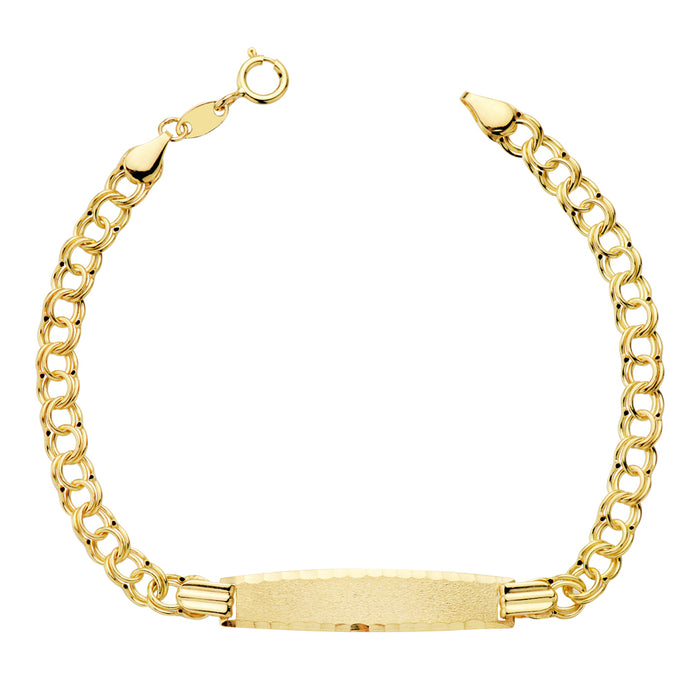 PULSERA NIÑA/O DE ORO 18K - TEXTO GRATIS - ESCLAVA HUNGARA HUECA. 17 CM. 2.40 GRS. CHAPA: 30 X 6 MM.(REF:12307000728)