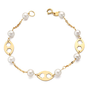 PULSERA NIÑA DE ORO 18K - LARGO 17,5 CM- PERLA 5,5 MM- ANCHO 8 MM.(REF:12316331)