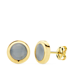 PENDIENTES NIÑA ORO 18K 750mm - PENDIENTES CHATON PIEDRA AZUL. 8,5 MM. PRESION (REF:12321036-AZ)