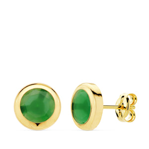 PENDIENTES NIÑA ORO 18K 750mm - PENDIENTES CHATON PIEDRA VERDE. 8,5 MM. PRESION (REF:12321036-VE )