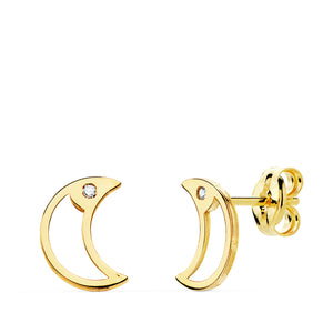 PENDIENTES NIÑA ORO 18K 750mm - PENDIENTES LUNAS CIRCONITAS. 8 X 6 MM. CIERRE DE PRESION (REF:12321043)