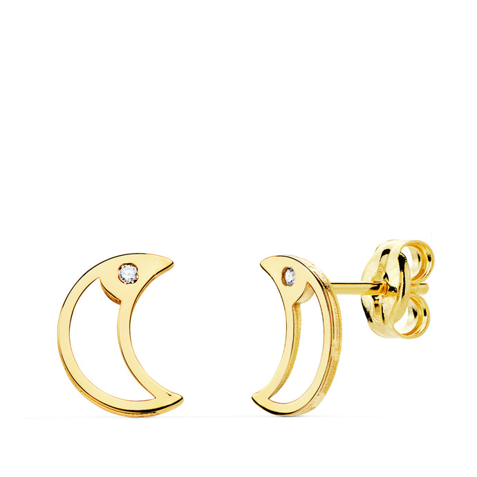 PENDIENTES NIÑA ORO 18K 750mm - PENDIENTES LUNAS CIRCONITAS. 8 X 6 MM. CIERRE DE PRESION (REF:12321043)