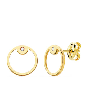 PENDIENTES NIÑA ORO 18K 750mm - PENDIENTES REDONDOS 8 mm con CIRCONITAS. CIERRE DE PRESION (REF:12321042 )