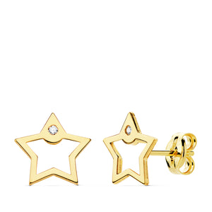 PENDIENTES NIÑA ORO 18K 750mm - PENDIENTES ESTRELLAS CIRCONITAS. 8 X 8 MM. CIERRE DE PRESION (REF:12321043)
