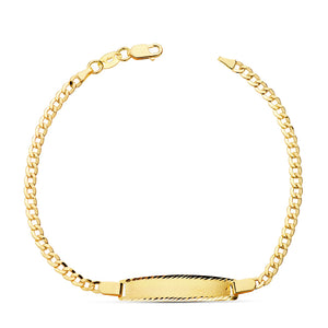 PULSERA NIÑA/O DE ORO 18K - TEXTO GRATIS - ESCLAVA HUECA BARBADA. 17 CM. 2.55 GRS. (REF:12327000110)