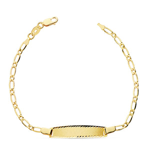PULSERA NIÑA/O DE ORO 18K - TEXTO GRATIS - ESCLAVA CARTIER 1X1 17 CM. 2,00 GRS ANCHO ESLA. 2 MM .(REF:123227000179)