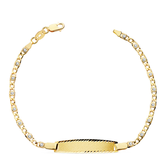 PULSERA NIÑA DE ORO 18K - TEXTO GRATIS - ESCLAVA CIRCONITAS 17CM. 2,5 MM. 2.50 GR .(REF:12327000180)