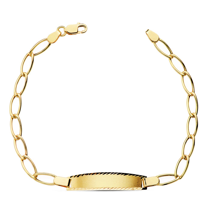 PULSERA NIÑA/O DE ORO 18K - TEXTO GRATIS - ESCLAVA BILBAO HUECA 17 CM. 2,70 GRS. ANCHO: 4 MM.(REF:12327000182)