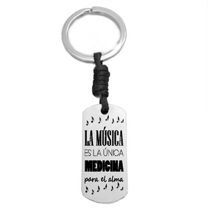 LLAVEROS ACERO MÚSICA (Grabado Texto Reverso Gratis)