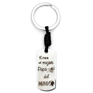 Llavero Papá Acero Inoxidable Grabado Texto Gratis Reverso Diseño- (Best)