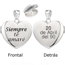 Cargar imagen en el visor de la galería, DIJES-PORTAFOTOS PLATA - GRABADO TEXTO GRATIS