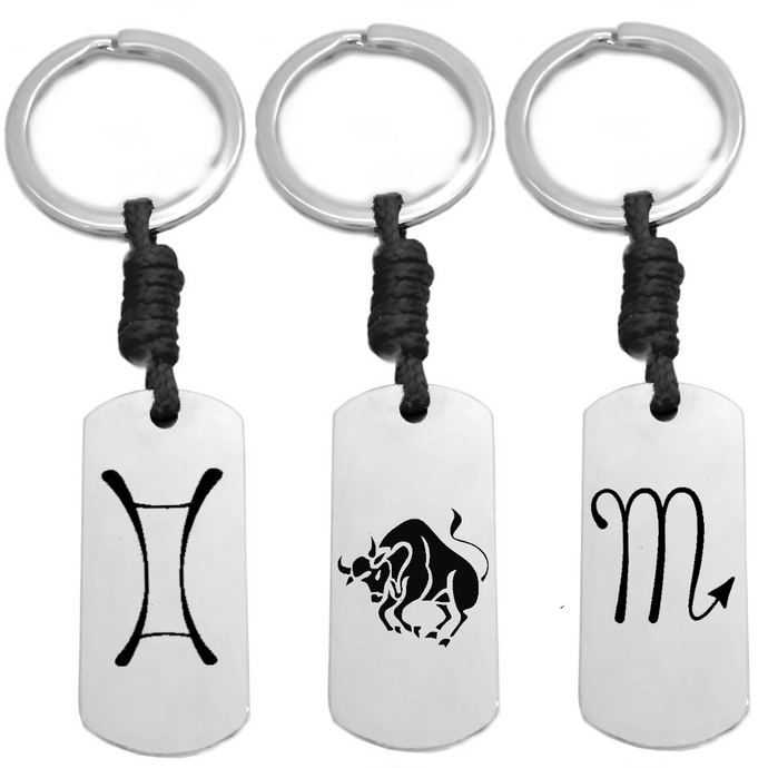 Llavero Acero Inox. Horóscopos (Grabado Texto Gratis)